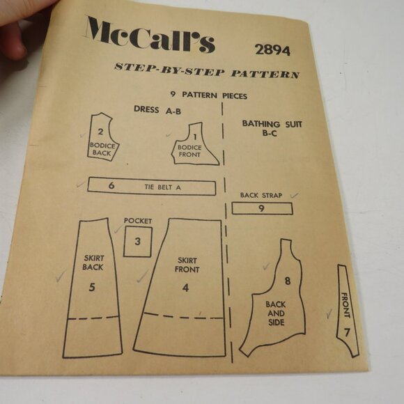 McCalls 2894 Sewing Pattern Swim Suit, Cover Up, Wrap Dress, Sundress w tie - Picture 10 of 10